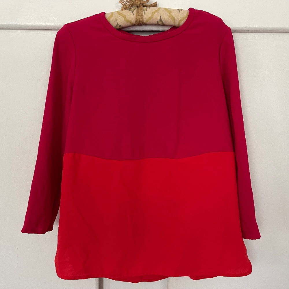 Two tone color block blouse